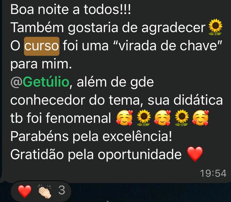 Depoimento de aluno: o curso foi uma virada de chave