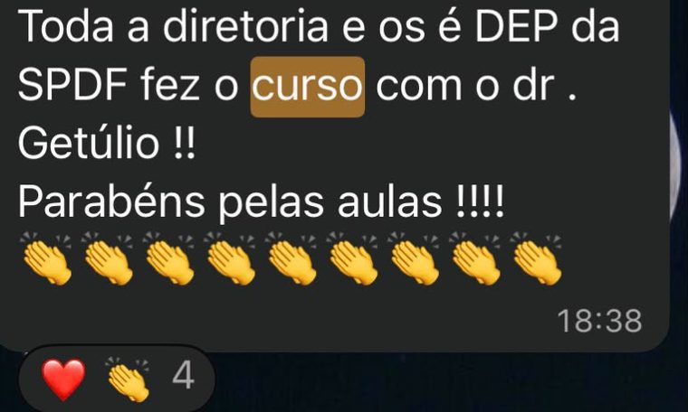 Depoimento: toda a diretoria fez o curso com o Dr. Getúlio